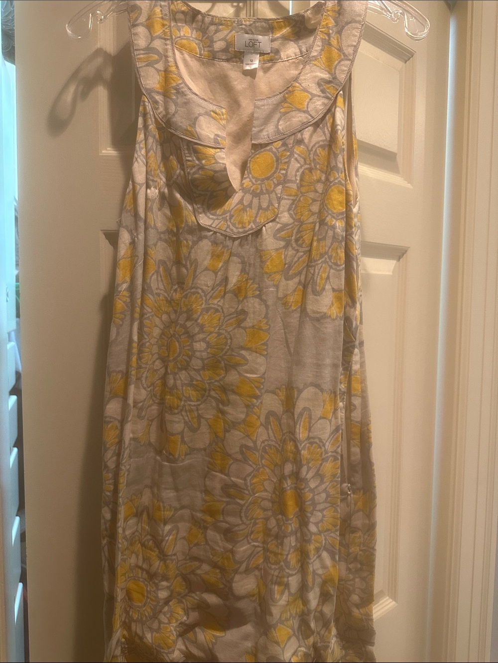 LOFT Yellow and Gray Floral Sleeveless Dress